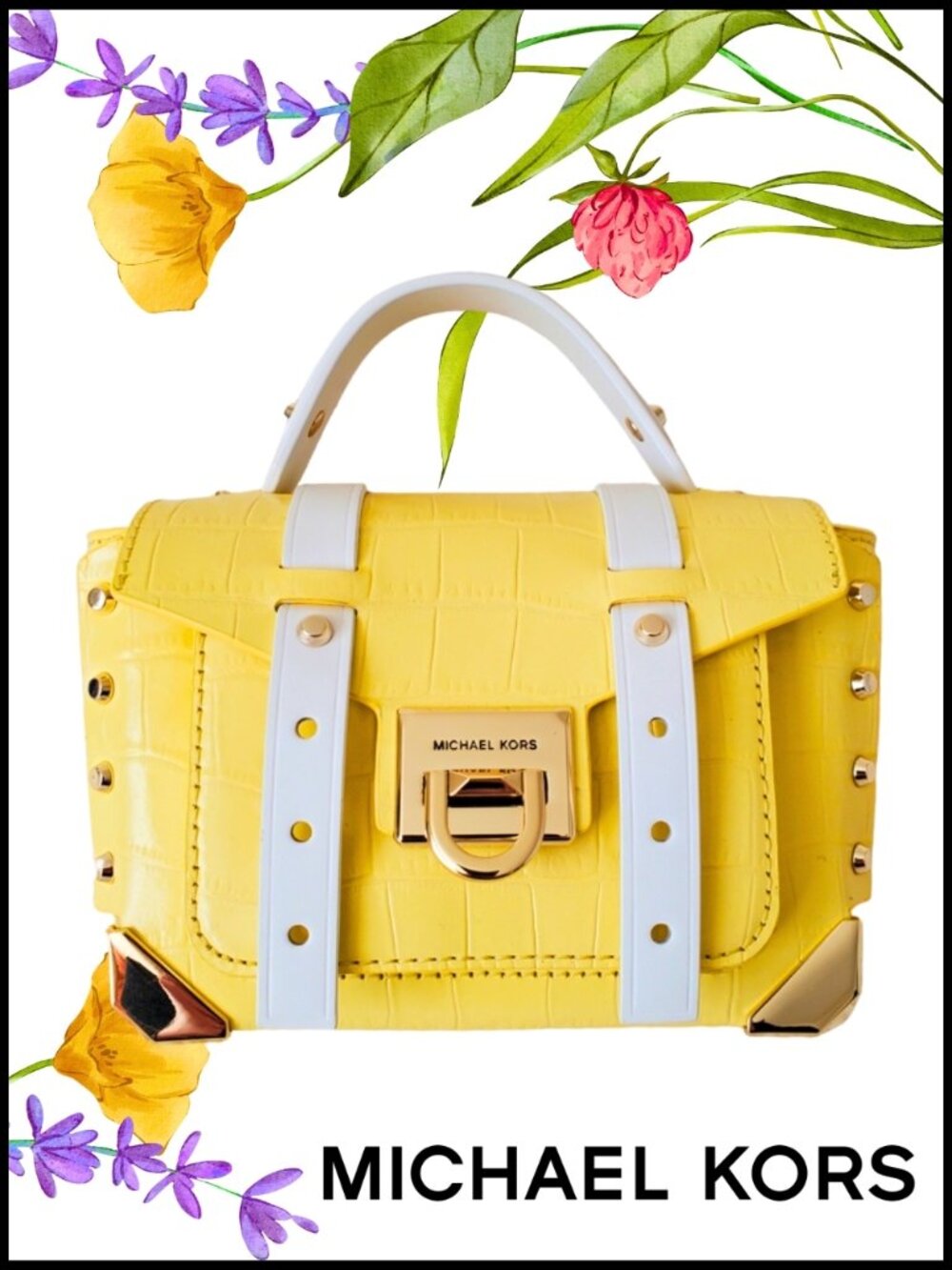 NWT Michael Kors Crocodile-Embossed Leather Crossbody Bag